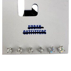 Urban Outfitters Set Of 5 Pairs Silver & Clear Stone Stud Earrings